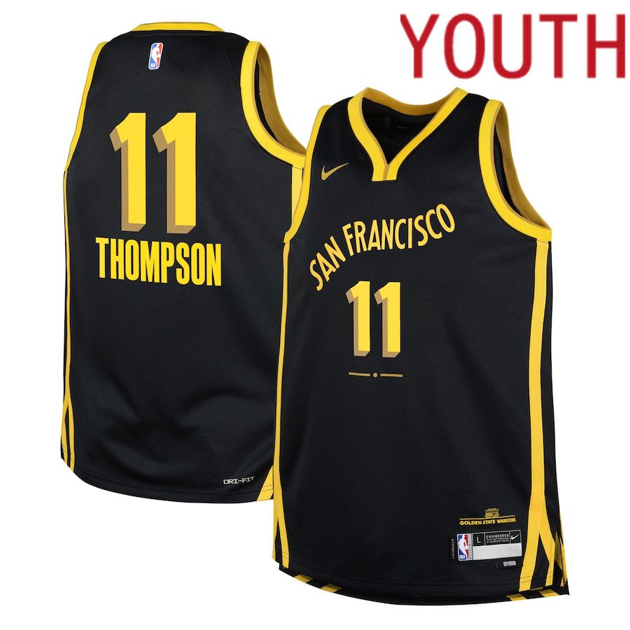 Youth Golden State Warriors #11 Klay Thompson Nike Black City Edition 2023-24 Swingman Replica NBA Jersey